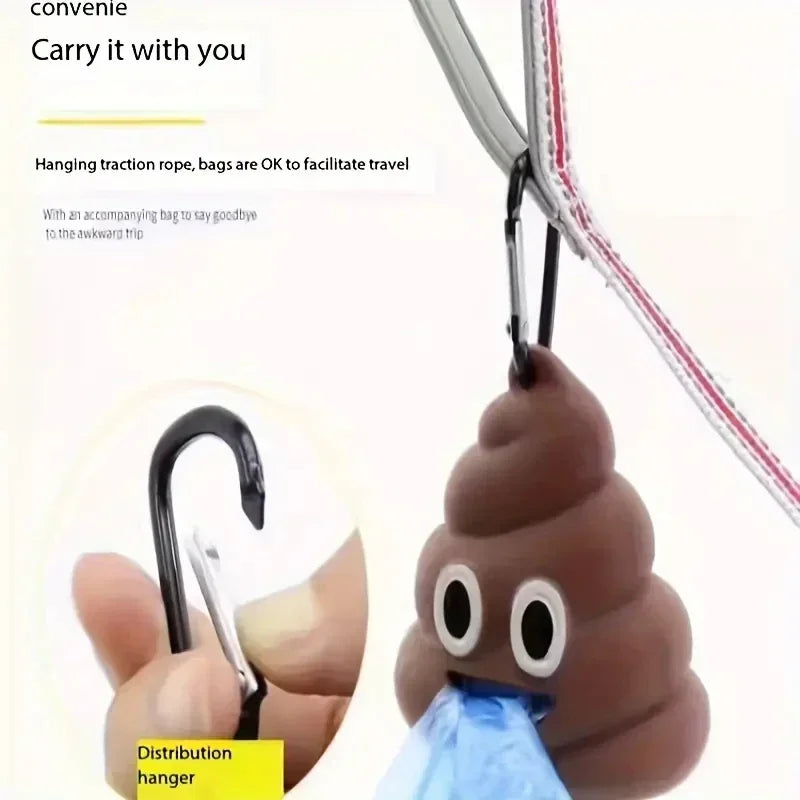 Poop-Shaped Dog Waste Bag Dispenser with Clip – Portable Pet Bag Holder for Walking & Travel