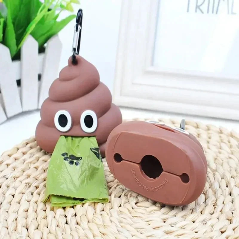 Poop-Shaped Dog Waste Bag Dispenser with Clip – Portable Pet Bag Holder for Walking & Travel